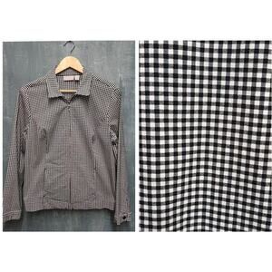 Chico's Jacket Black White Gingham Check Stretch Pockets Structured Size 2 Large